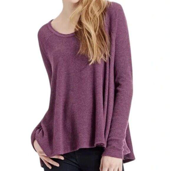 Free People We The Free Ribbed A-Line Thermal in Aubergine Purple Size Small - Picture 1 of 9